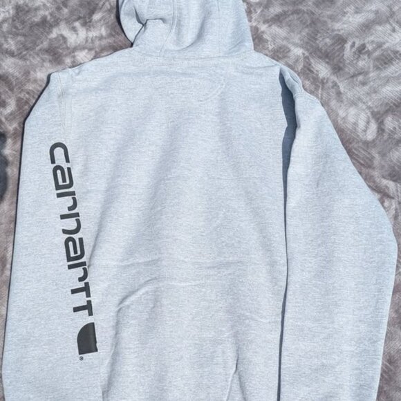 New W Tags Carhartt Sweater Mens Heather Gray HOODIE Midweight Fleece Sweatshirt - Picture 2 of 6